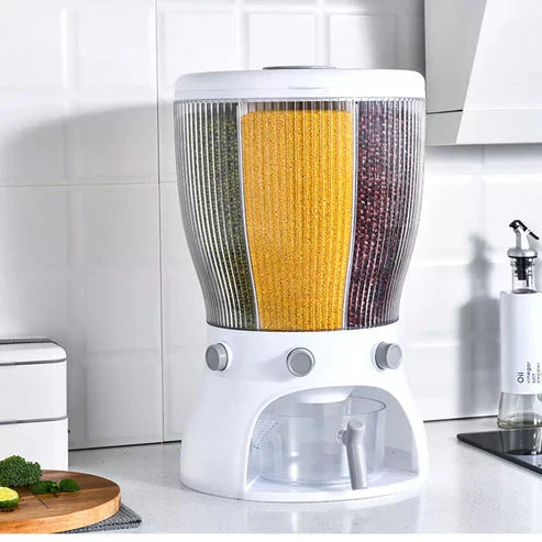 ROTATING MULTIPURPOSE 4 PORTIONS DISPENSER FOR RICE . CEREAL . LENTILS ETC